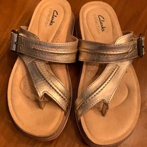 Clark's Gold Sandal with Buckle Detail  Size 6.5